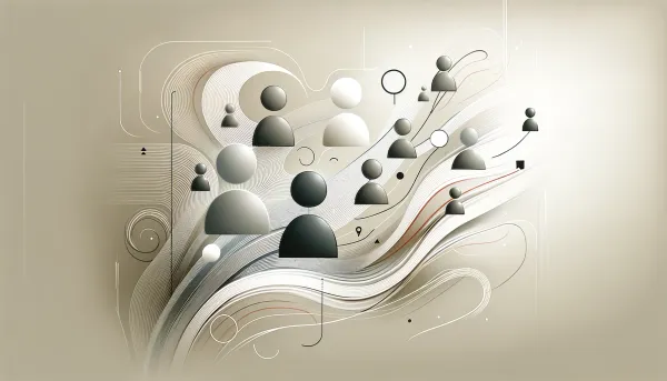 Abstract digital illustration of people management.