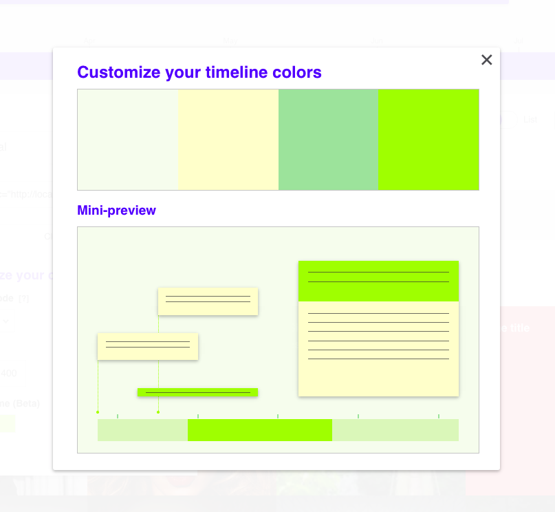 Embedded timeline color customizer